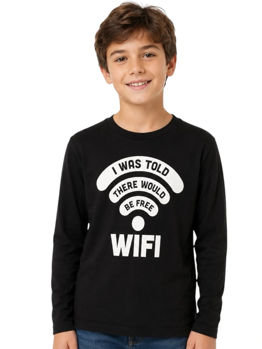 The Children’s Place WiFi Graphic Long Sleeve T-Shirt Black Size Large Funny Tee